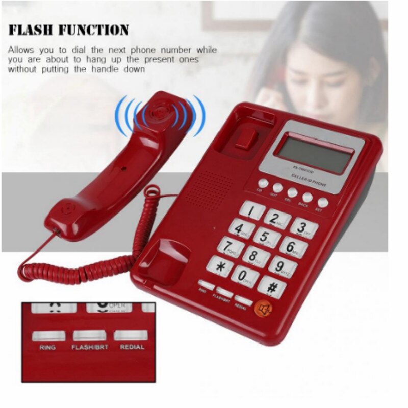 Telefoonnummer beller-id thuiskantoor gratis batterij rode telefoon bureautelefoon kantoor vaste lijn vaste thuis hotel bekabelde telefoon