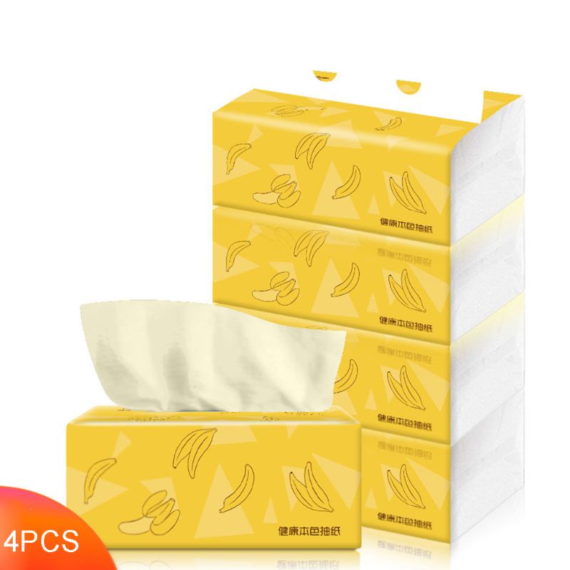 4PCS Silky Smooth Soft Premium 3-Ply Toilet Paper Kitchen Toilet Facial Tissues Soft Absorbent Tissues Paper 100% Natural Wood