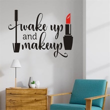 PVC Wall Decor Sticker Decal Lipstick Makeup Girl Face Popular Woman Wallpaper Cosmetic Makeup Pattern