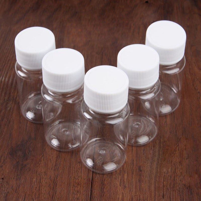 Botellas de plástico PET vacías de 15ml/20ml/30ml/100ml, botellas de sellado sólidas, frasco de medicina en polvo, envase de frasco de embalaje de reactivo 50 Uds.
