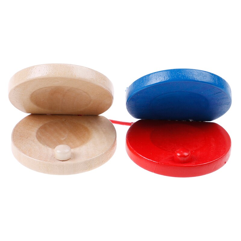 Education Child&#39;s Intellectual Development Listening Ability Wooden Castanet Clapper Musical Instrument Red &amp; Blue