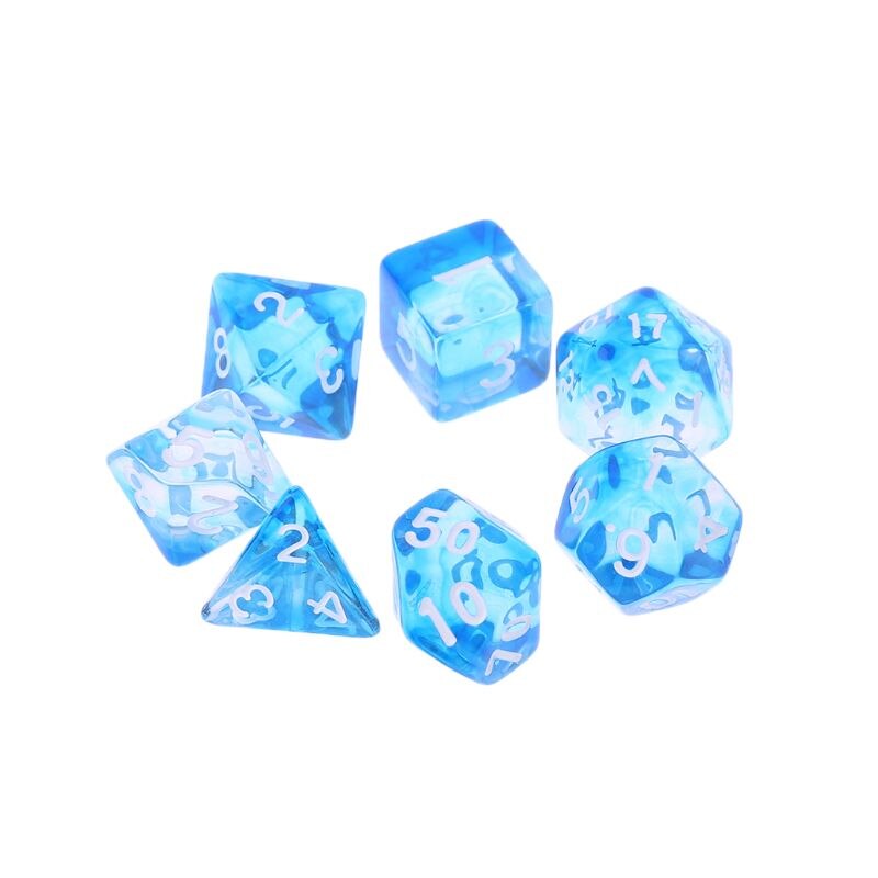 Juego de mesa D4 D6 D8 D10 D12 D20 Dungeons &amp; Dragon D &amp; D RPG Poly, 7 piezas: Azul