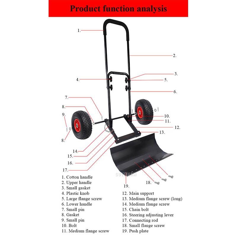 Wheeled Hand Push Snow Removal Shovel Large Snow Removal Tool Vehicle Snow Removal Artifact Snow Removal Machine with Wheels