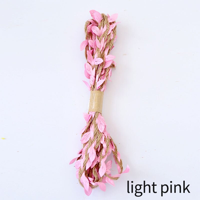 Rustic Simulation Green Leaves DIY Wedding Decor 10M Bouquet Packaging RopesMultifunction 5MM Weaving Hemp Rope: light pink
