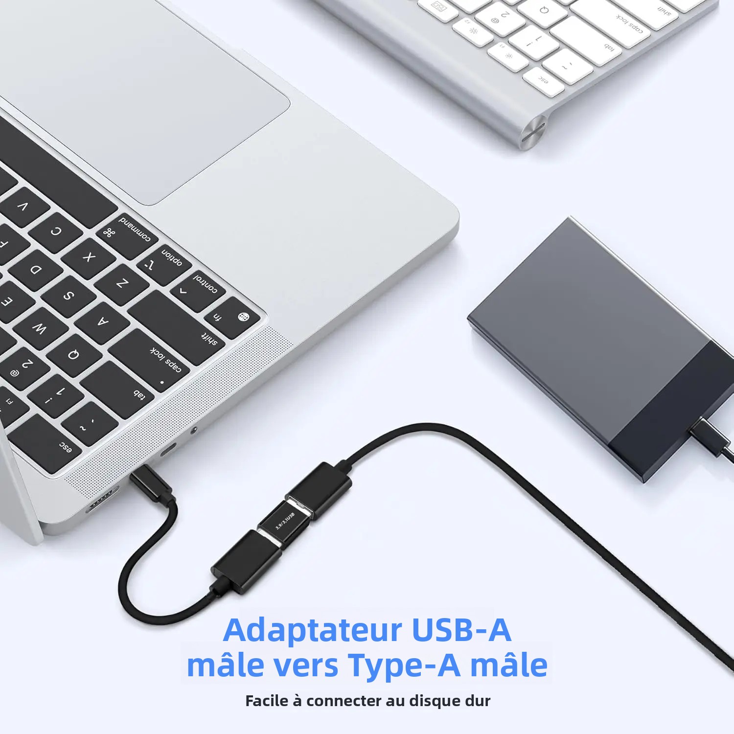 2-Pack USB 3.1/3.0 Male to Male Adapter, 5/10Gbps High Speed Data Transfer, USB A Coupler for Laptop, Hard Drive, Printer
