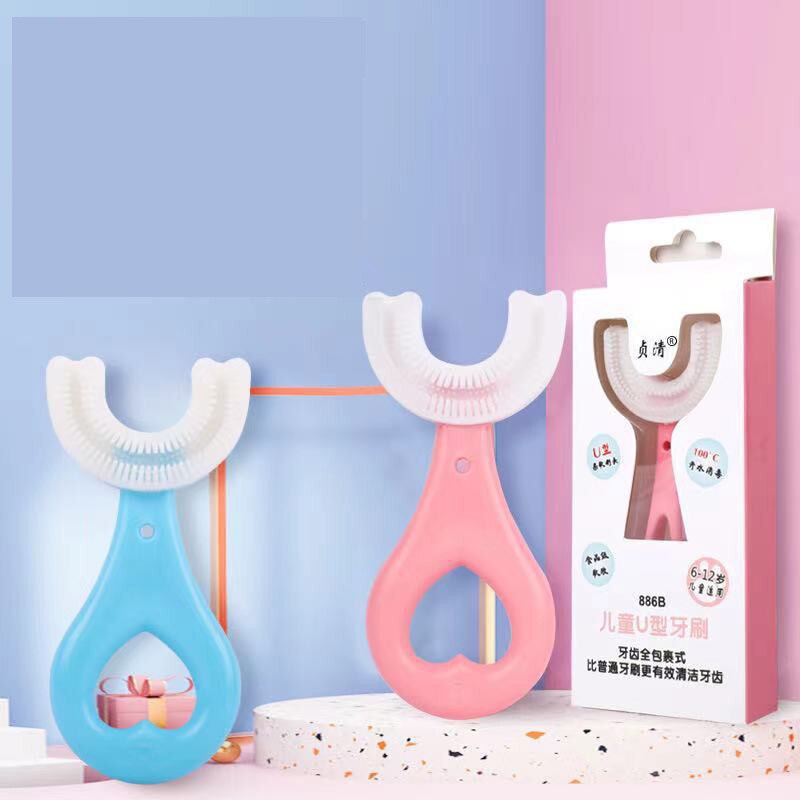 Kids Tandenborstel U-Vorm Zuigeling Tandenborstel Met Handvat Siliconen Oral Care Borstel Voor Peuters Leeftijden 2-12
