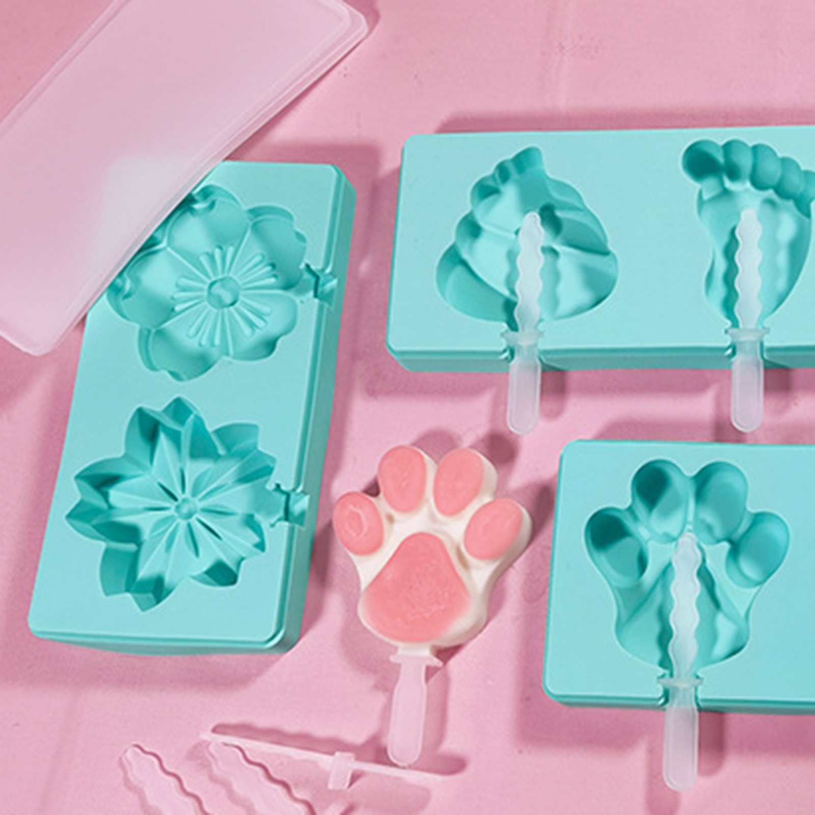 2 Cell Ice Cream Maker Lolly Mould Tray Kitchen Ice Cream Diy Mold Diy Mold Dessert Ice Cream Mold Safety Healthy Кухня