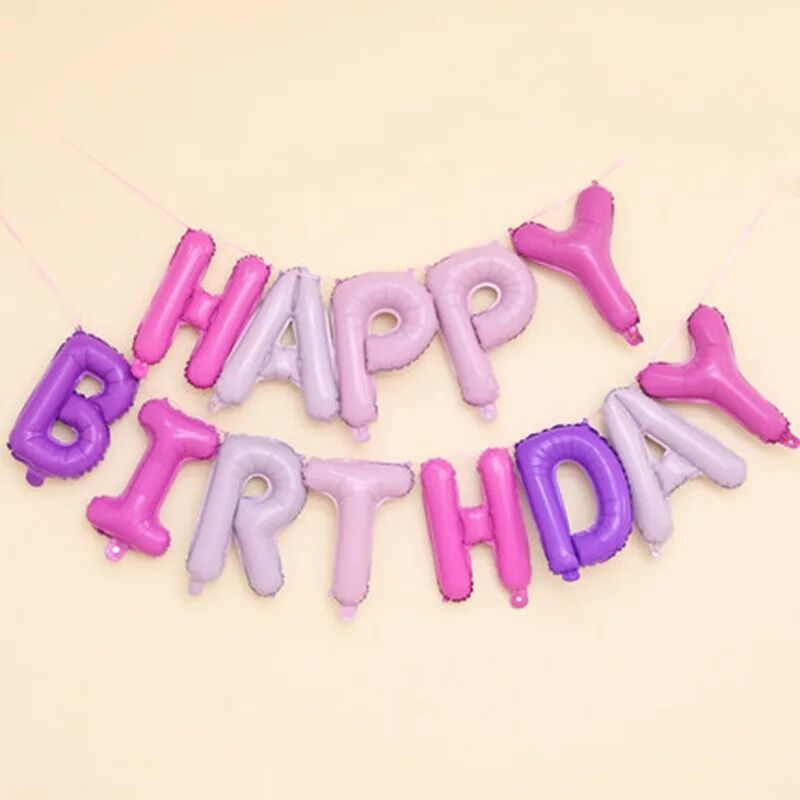 Ballons bannière pour anniversaire | Lettres joyeux anniversaire, ballons suspendus, fournitures de décoration pour anniversaire: Pink Purple