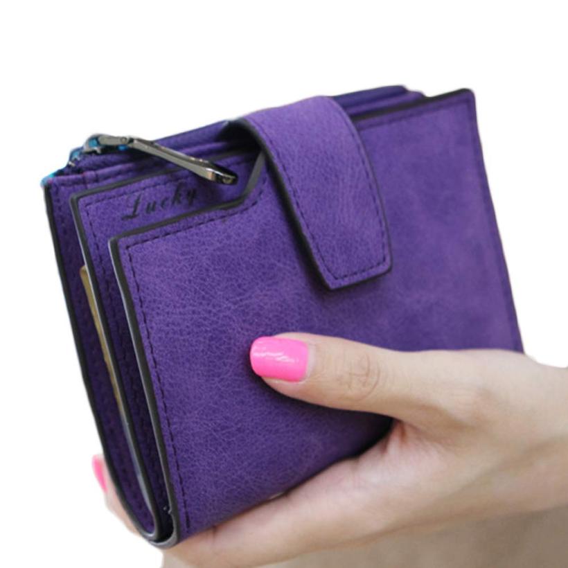 Xiniu Vrouwen Portemonnee Effen Kleur Mini Grind Magic Bifold Leather Wallet Kaarthouder Clutch Vrouwen Handtas Bolsa #2415: Purple