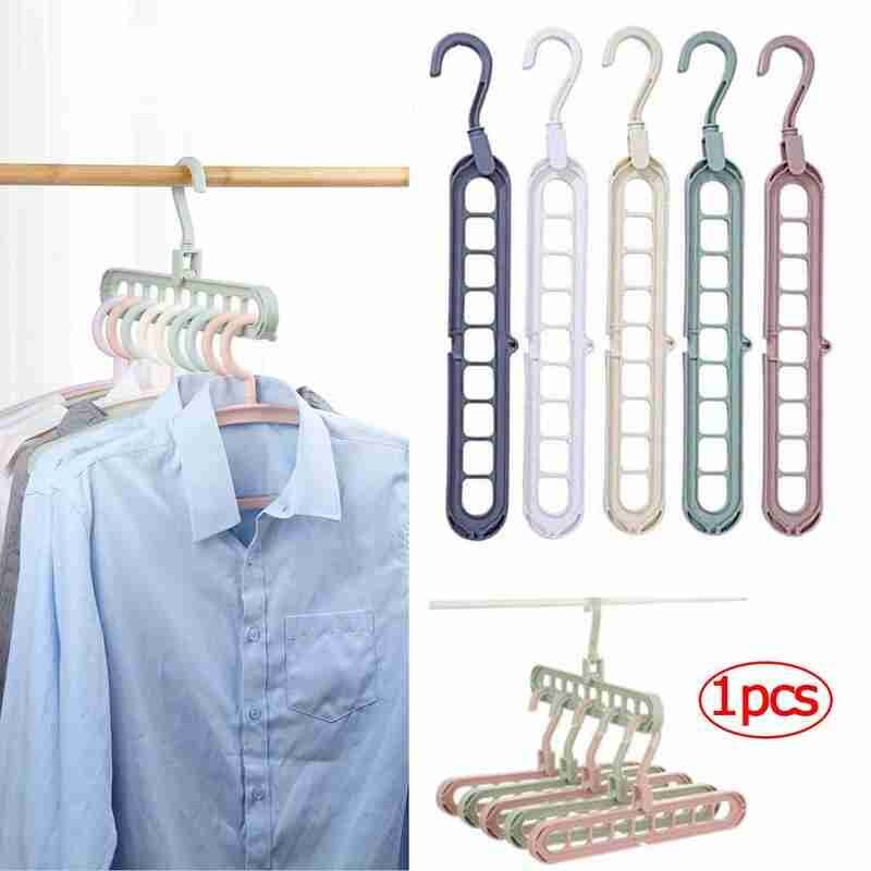 Multifunctionele Kleerhanger 3D Ruimtebesparend Ruimte Hanger Praktische Haak Kleding Kast Negen-Gat Voor Kleding Organiz O7F5