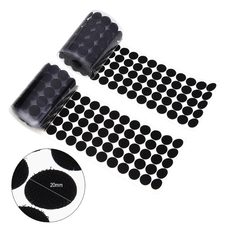 100Pairs/Black And White Round Double-Sided Velcro Tape, DIY Small Tear Self-Adhesive Tape, With Self-Adhesive Label
