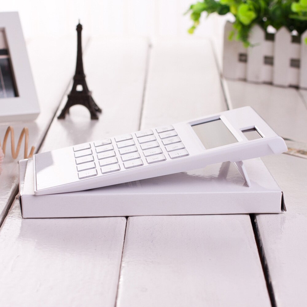 12 Digits Large Display Desktop Calculator Ultra-thin Solar & Battery Dual Power Crystal Buttons Basic Counter for Home Office