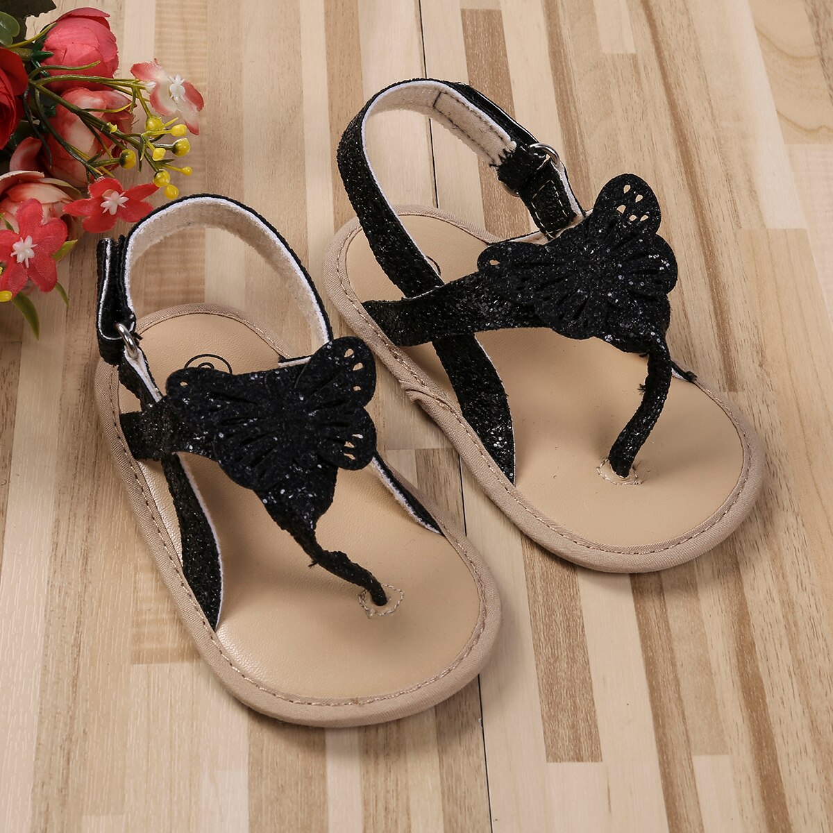 0-18M Baby Girl's Summer Sandals Lovely Butterfly Princess Dress Anti-Skid Flip Flops for Newborn Infant