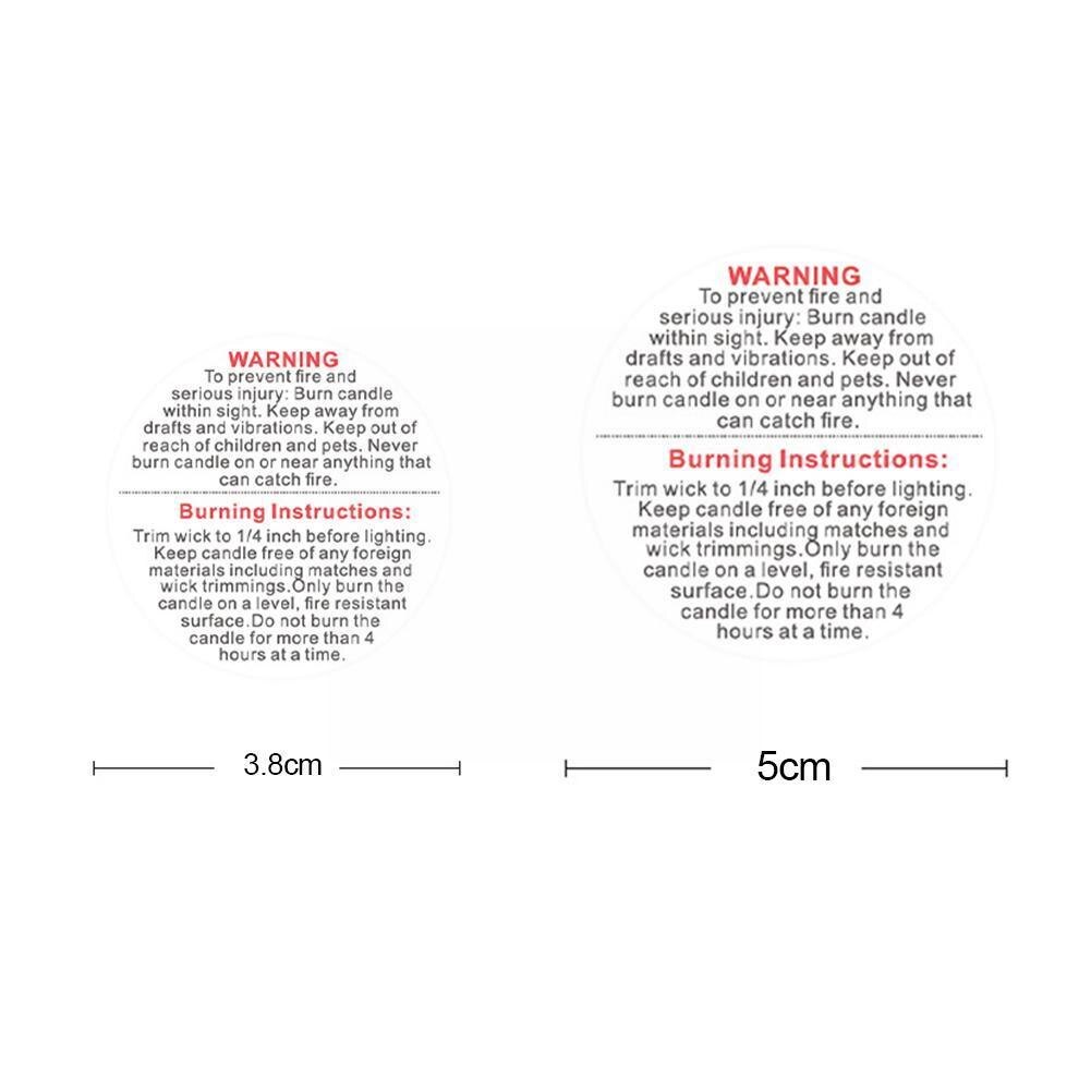 1roll Candle Warning Label Round Waterproof Candle Warning Safety Container Wax Sticker Melting Jar English Label Paper Sti Z6H4