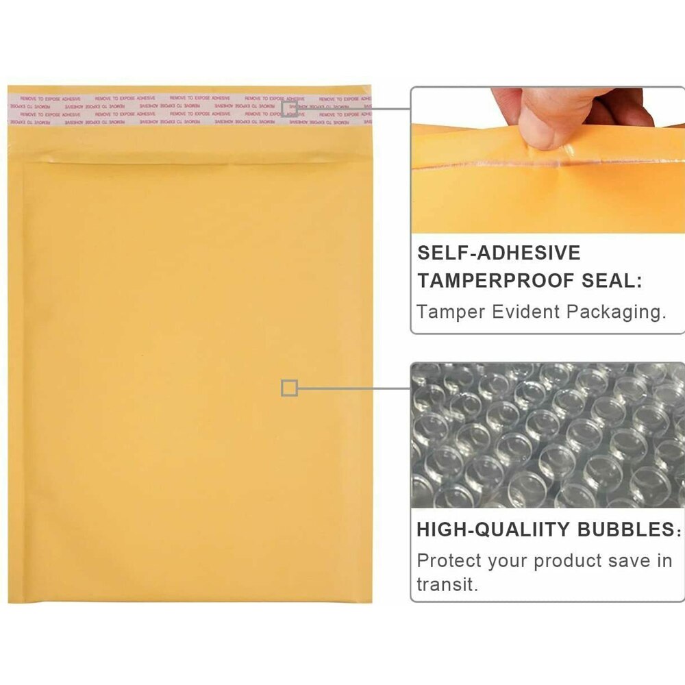 10PCS Kraft Paper Bubble Mailers Bags Padded Envelopes Bag Self Adhesive Seal Bag Courier Packaging Storage Bags