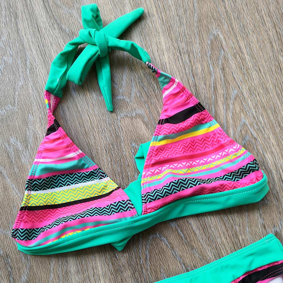 6-16 Years Striped Teenager Girl Bikini Set Two Piece Children Swimwear ...
