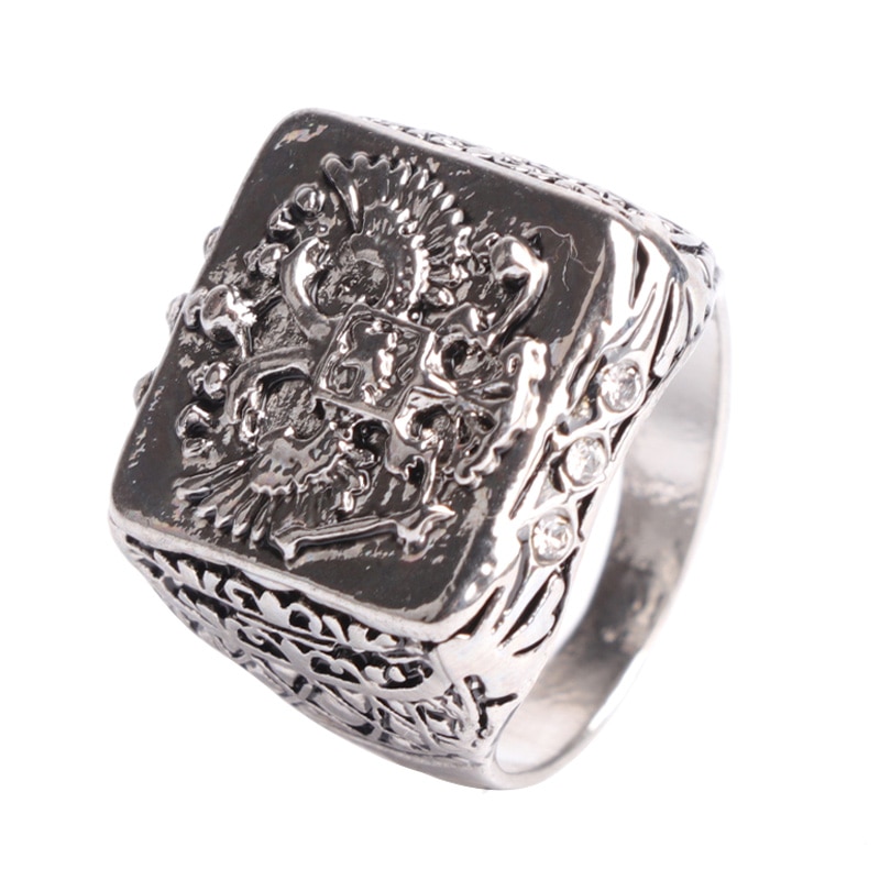 Klassieke Russische Rijk Dubbele Adelaar Ringen Punk Stijl Roestvrij Stalen Ring Sieraden Big Size 7-14 Voor Mannen party