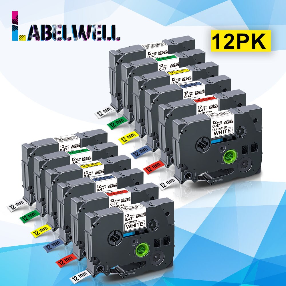 Labelwell Drucker Band Kompatibel Für 231 131 431 531 631 731 12mm Laminiert Etikett Band Ersatz für Etikett Drucker: 12PK gemischt einstellen 2