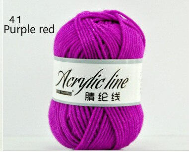 1pc = 50g bløde, miljøvenlige fiberkashmir kamgarn uld til børn farvet dukke akryl sweater smuk babygarn til strik: 41 lilla rød