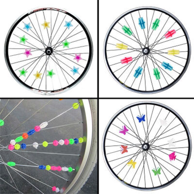 Multi-farve plast cykel cykel hjul eger stjerner perler ornament til børn cykel dekoration mtb cykel cykel