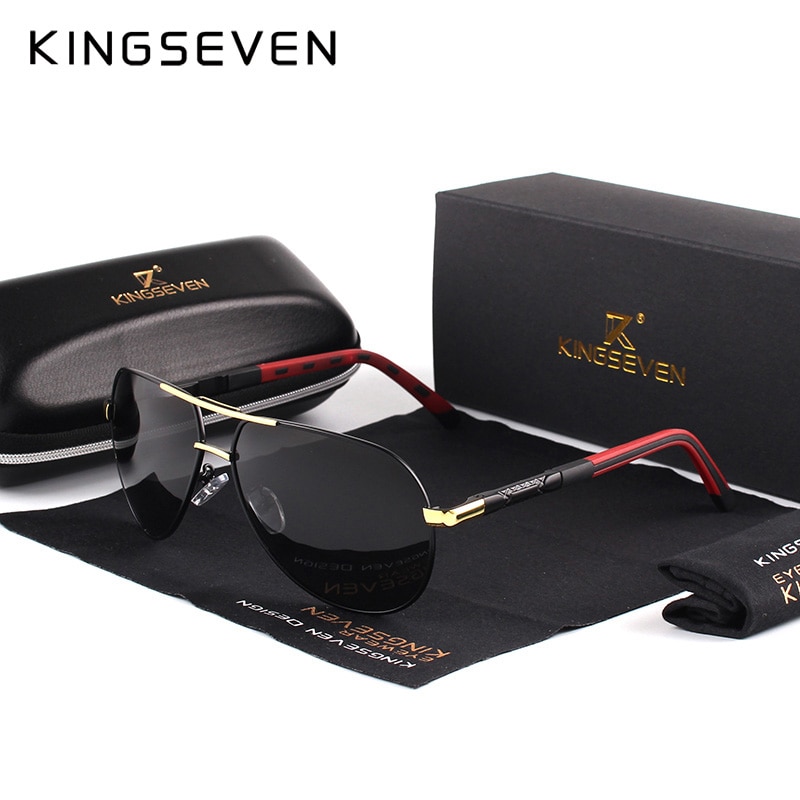 Kingseven Mannen Vintage Aluminium Gepolariseerde Zonnebril Classic Zonnebrillen Coating Lens Rijden Brillen Voor Mannen/Vrouwen