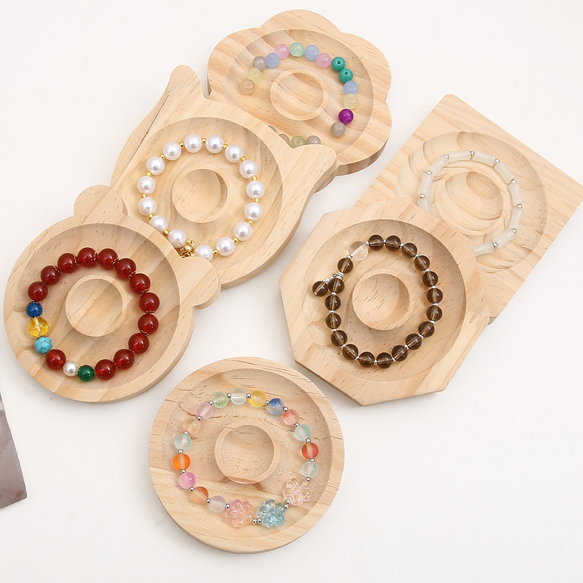 Houten kralen ontwerpbord Geschikte armband displaystandaard voor het maken van sieraden Kettingen Ambachten Lade Praktische display