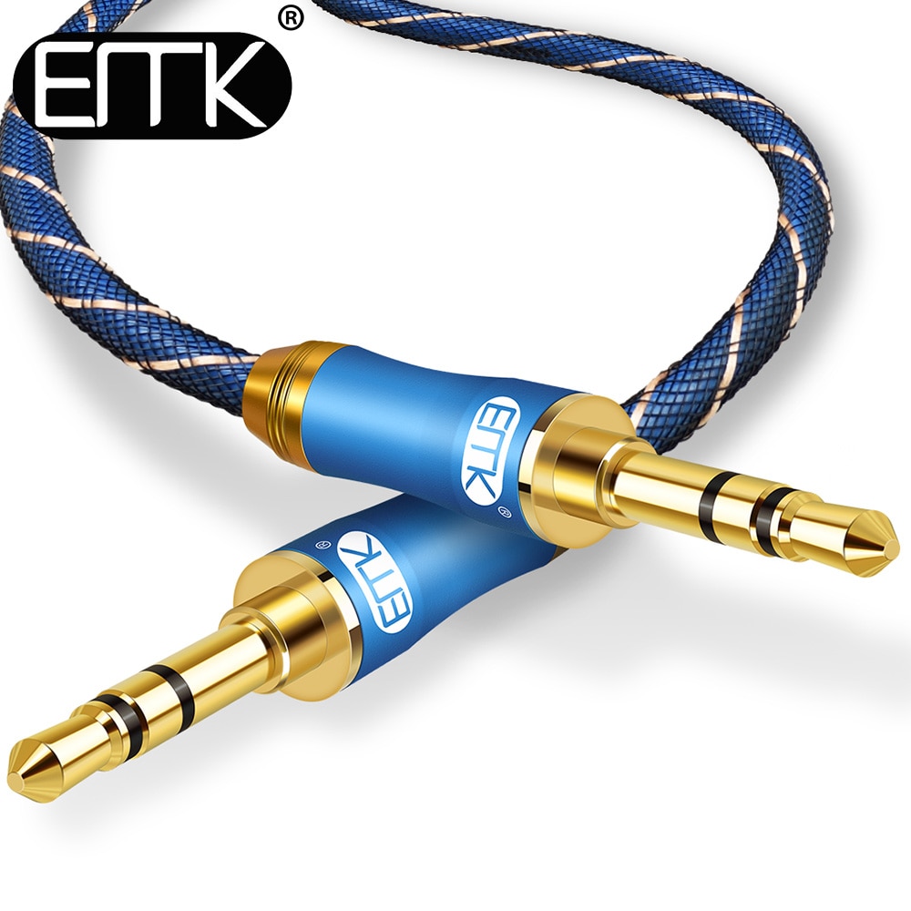 EMK Jack 3.5mm Audio Kabel Vergulde 3.5mm Male naar 3.5mm Male Aux Kabel 3m 5 m voor iPhone Auto Hoofdtelefoon Speaker Extra Cord