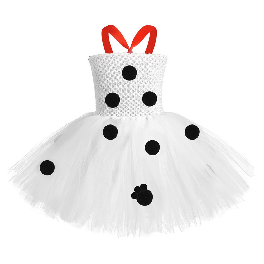 Vestido de dálmata para niñas, Vestido de de cumpleaños de niña de flores de tul de lunares, Disfraces de Halloween para niños, ropa de dálmata para perros y niñas