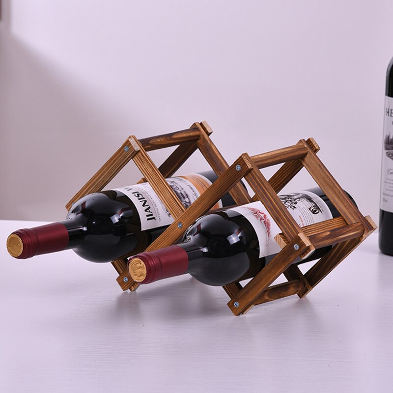 Wooden foldable DIY adjustable red wine rack holder 3/5/6/10 Bottle Holder Bar Display Shelf Home Storage decoration: Retro 3 bottle rack