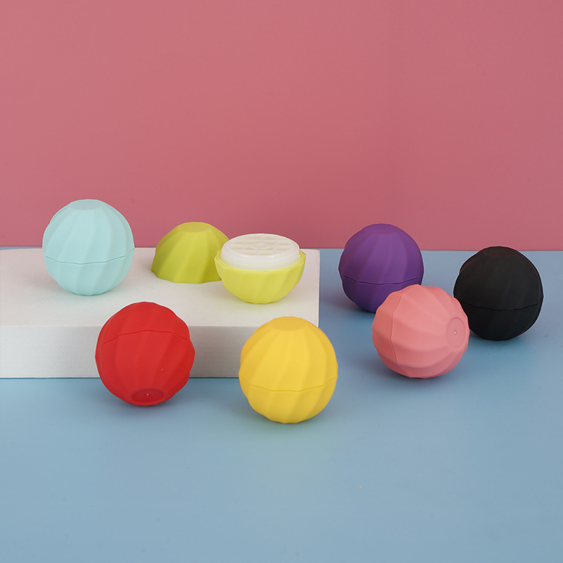 5 unids/set 7g tarro de bálsamo labial de plástico con forma de bola vacía con tapas esfera contenedores redondos tapa de tornillo tubo de lápiz labial herramienta de belleza