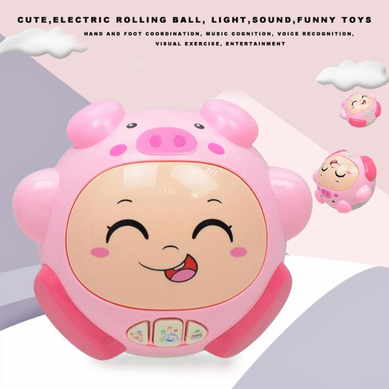 Cute Cartoon Electric Rolling Ball Light Sound Funny Toys Children