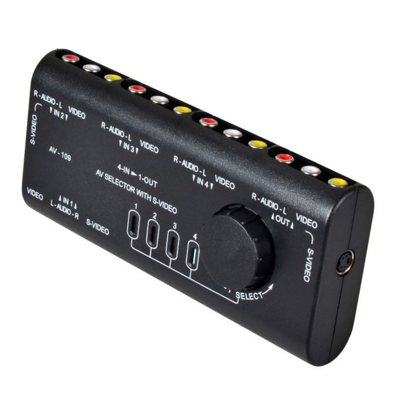 AV Switch 4 In 1 Out Audio Video Converter Splitter Switcher Schakelpalafdekking
