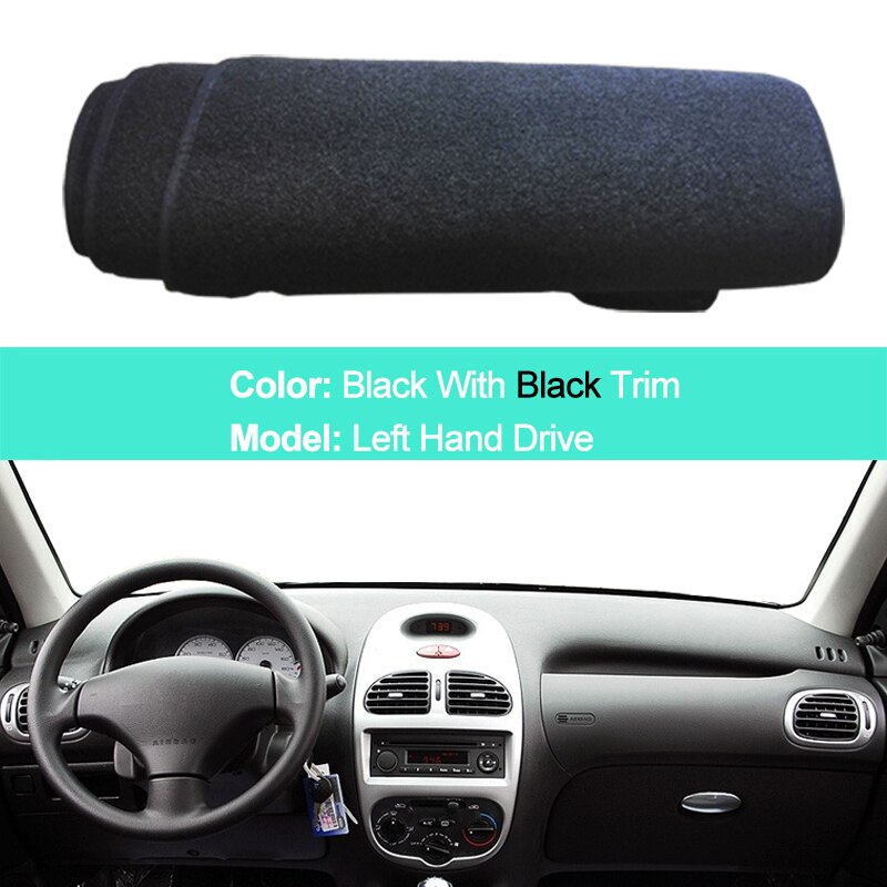 2 Layers Car Dashboard Cover Carpet Cape For Peugeot 206 206+ 206cc 206sw 1998 LHD RHD Rug Shade Pad Dashmat Sun Shade Pad: LHD Black