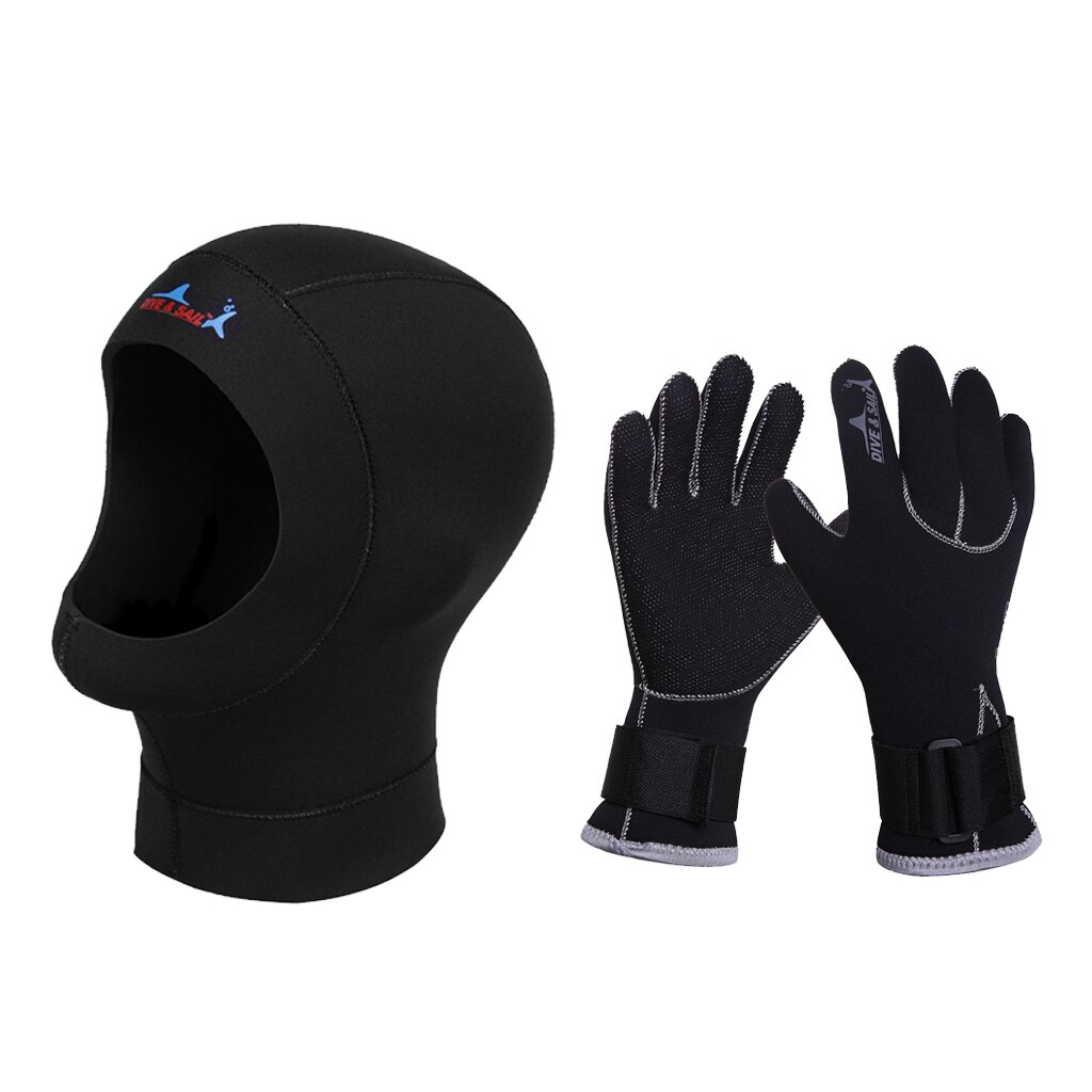 1 Paar Neopreen Vijf Vinger Wetsuit Handschoenen & Duiken Kap Volgelaatsmasker Warm Badmuts Wetsuit Capuchon Voor Mannen vrouwen
