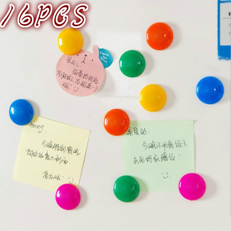 16 stks/partij Kleurrijke Circulaire Plastic Koelkast Magneten Whiteboard Sticker Koelkast Magneten Kids Home Decoratie