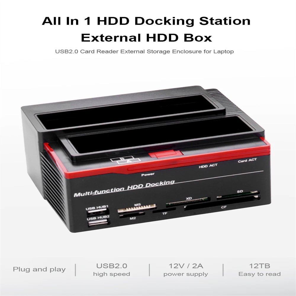 2.5/3.5" SATA IDE HDD Docking Station Clone HDD Enclosure USB 2 Ports USB 2.0 Type C Hub MS/M2/XD/CF/SD/TF Card Reader