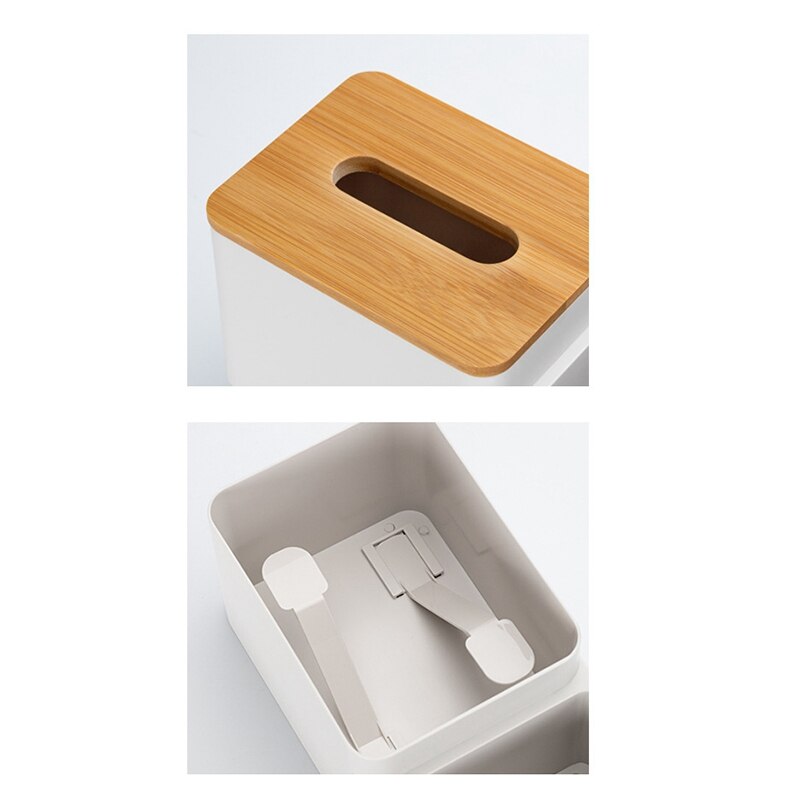 Phoebe Bamboe Cover Tissues Deksel En Opslag Caddy Voor Badkamer Ijdelheid Werkbladen-Wit