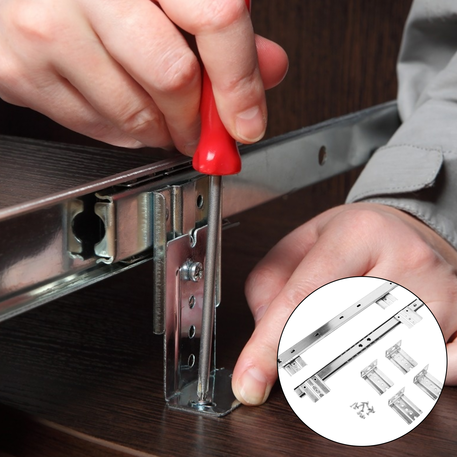 Cajones de bandeja para teclado de escritorio de montaje superior para guía, deslizamiento de acero, rodamientos pequeños, riel laminado en frío para oficina