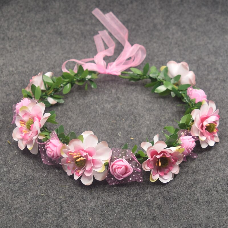 Corona de corona de flores para niña, diadema Floral para niña, accesorios para la cabeza para dama de honor, Tiara para decoración de fotos