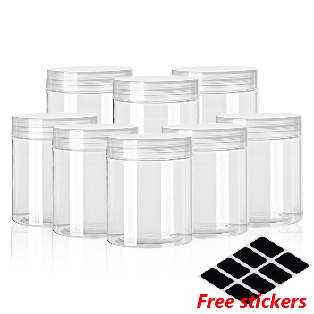 10pcs 30/50/60/80/100/120/150ml Food Storage Jars Clear Lid Bottle Pot Balm Plastic Container Can Tin Transparent Screw Empty