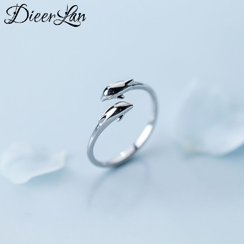 Hiphop Vintage Dolfijn Vis Ringen Voor Vrouwen Engagement Meisjes Party Vinger Ring Sieraden Bijoux Accessoires