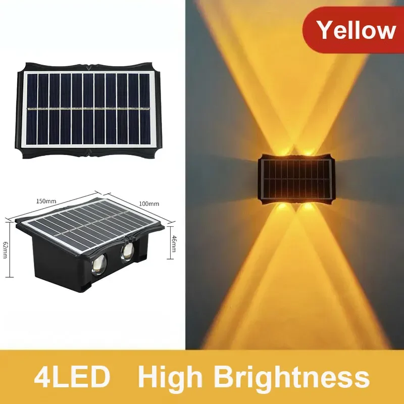 LED-Solar--Wandleuchte für Höhle Außenbereich, wasserdicht, nach oben und unten leuchtende Beleuchtung, Hausdekor-Leuchten für Außenveranda, Balkon, Garten, Straße: Blau / 0-5W