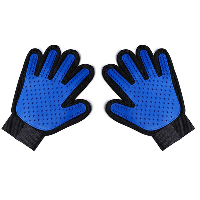 Hund Hundesalon Handschuh Silikon Katzen Pinsel Kamm Deshedding Haar Handschuhe Hunde Schlecht Reinigung Liefert Ebene Kämme: links Hand / Blau