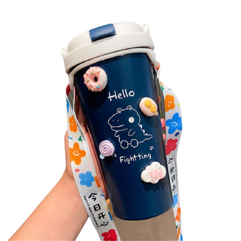 High-End Zakelijke Koffie Cup 304 Rvs Thermos Beker 500Ml Anti-Val Milieuvriendelijke Drinkware Mannen Vrouwen stro Type J318