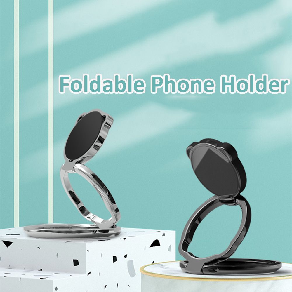 360- roterende foldbar mobiltelefonholder bærbar sød tegneserietelefonringholder multivinkel skrivebord metal fingerstøtte