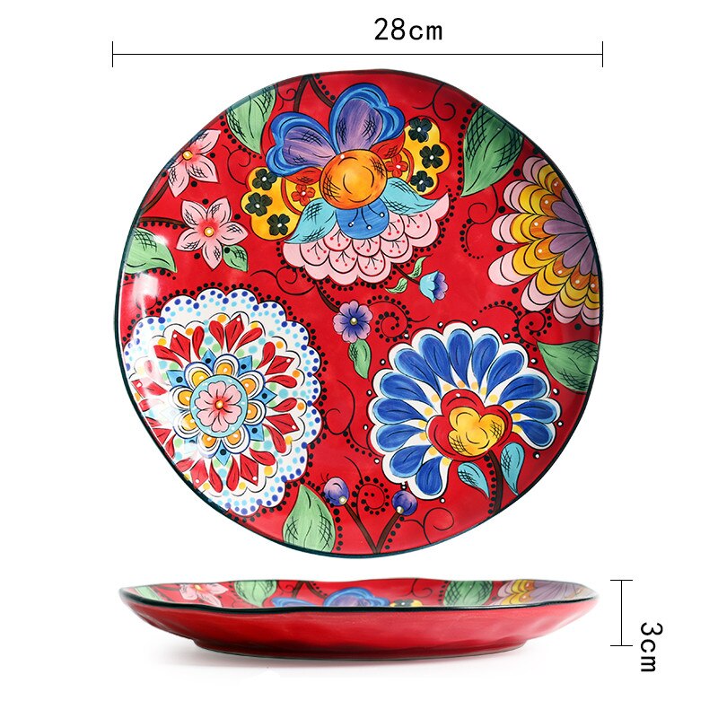 Retro Ceramic Dinner Plate Service Plate Cake Dish Milk Jug Western Steak Disc Salad Bowl Kitchen Board Wedding Kitchen Supplies: B