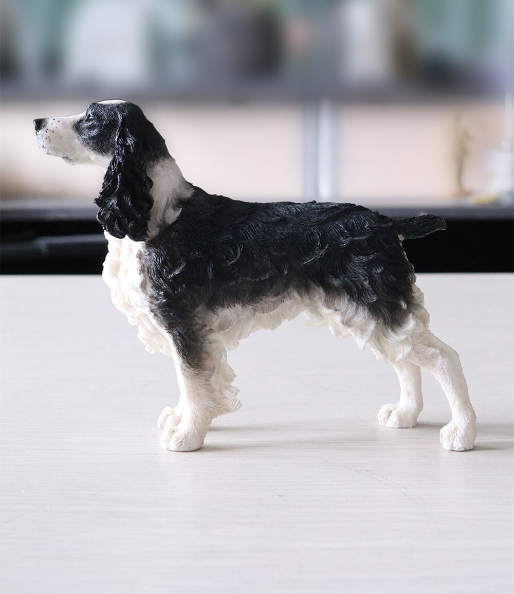 JJM English Springer Spaniel Dog Pet Figure Canidae Animal Collector Toys Resin Model Educational for Children Car Decor