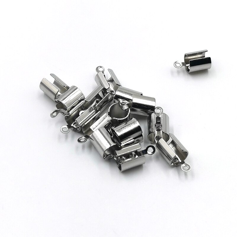 50 Stuks Lederen Armband Rvs Einde Sluitingen Caps Ketting Vouwen Crimp Cord Ends Connector Voor Sieraden Maken Accessoires