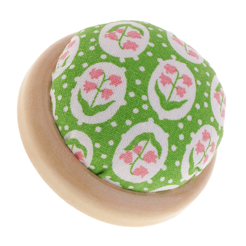 Handmade Ball Shape Pincushion Needle Pin Cushion Needlework Craft Wood Base