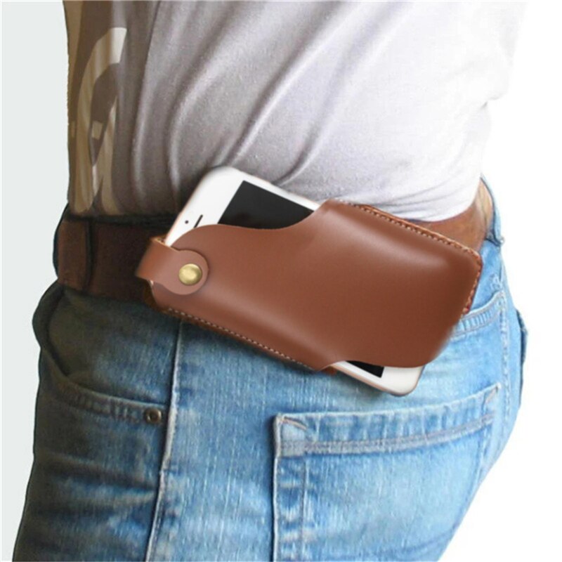 LKEEP PU Waist Black Bag Men Waist Pack Waist Bag Funny Pack Belt Bag Men Chain Waist Bag For Phone Pouch: Brown L 2